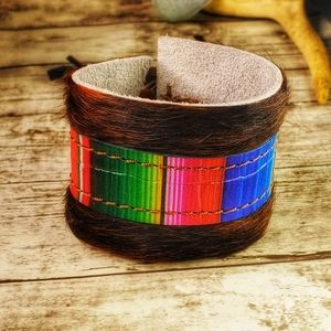 Serape leather hair on hide bracelet